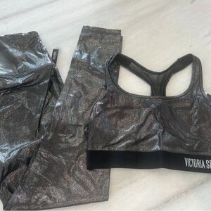 Victoria's Secret Shimmering Silver Activewear Set